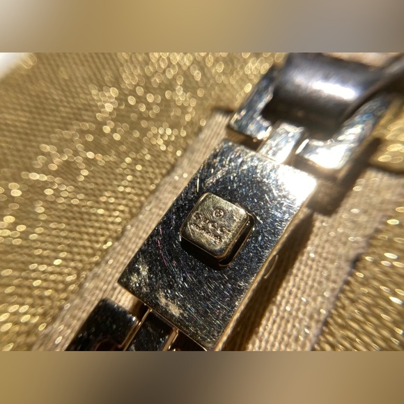 VINTAGE GUCCI JACKIE CHERIE GOLD LEATHER & CANVAS WALLET - Picture 3 of 10